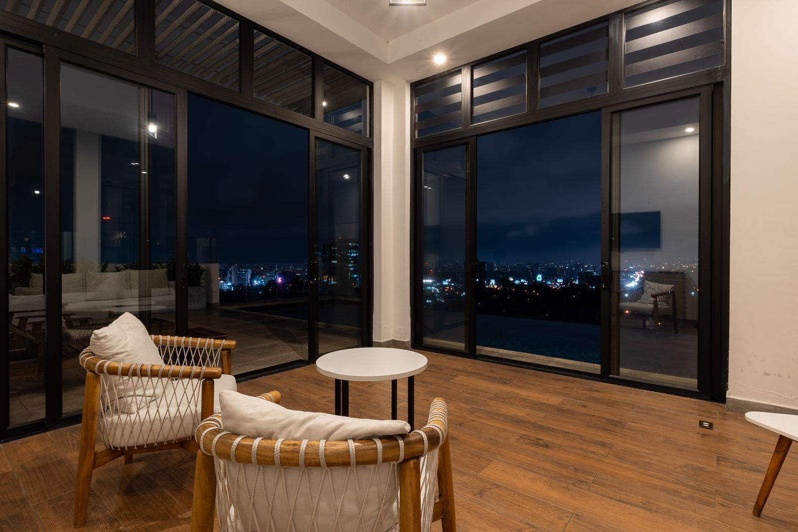 Lounge with floor-to-ceiling windows