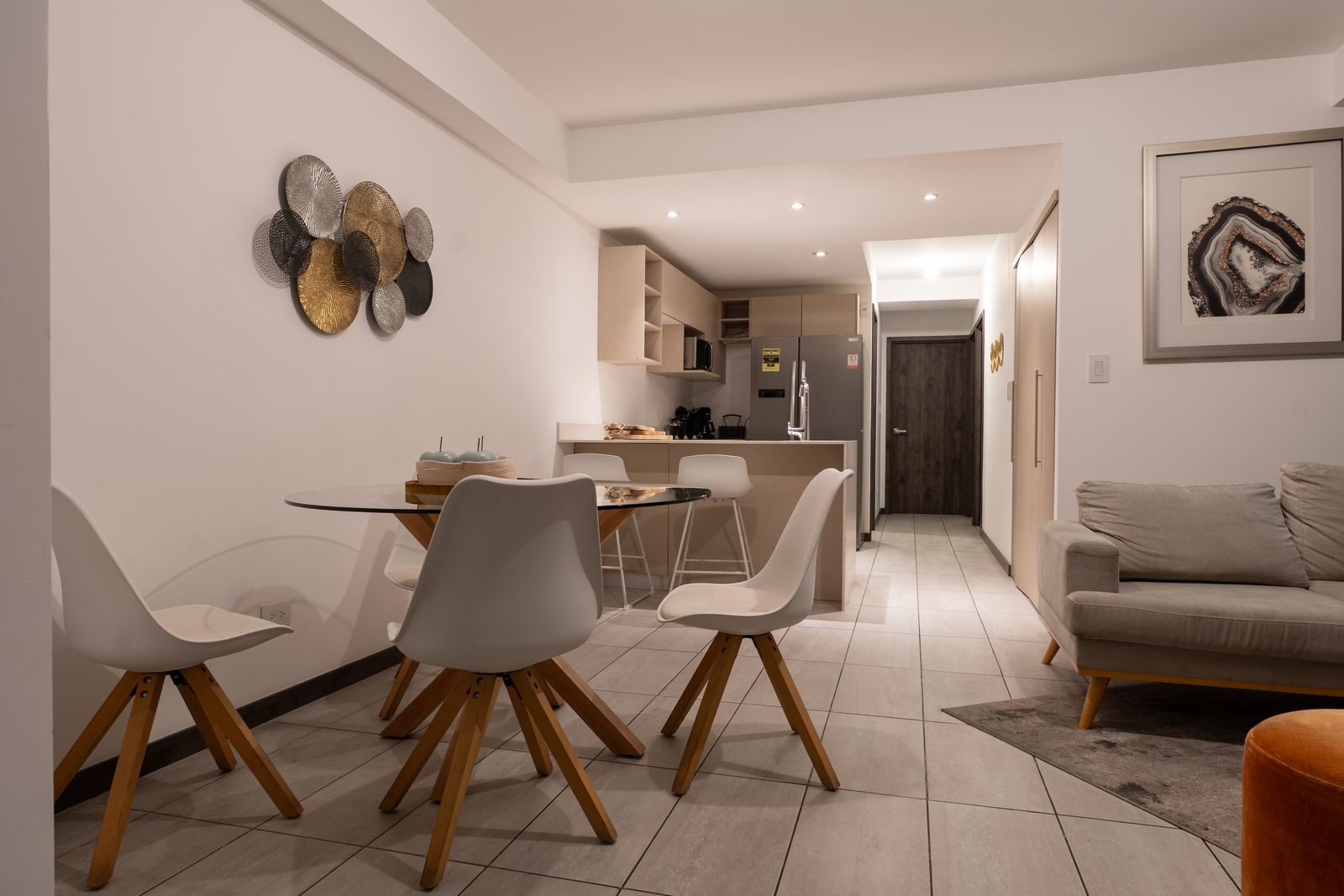 Dining area looking toward the living room and kitchen