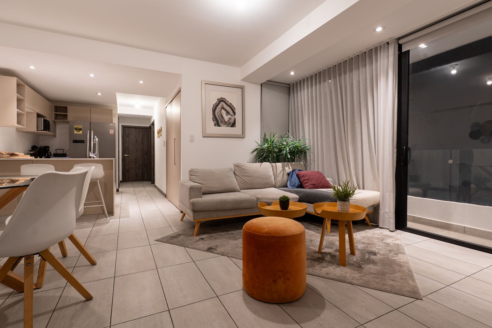 Apartment living and dining area in one view